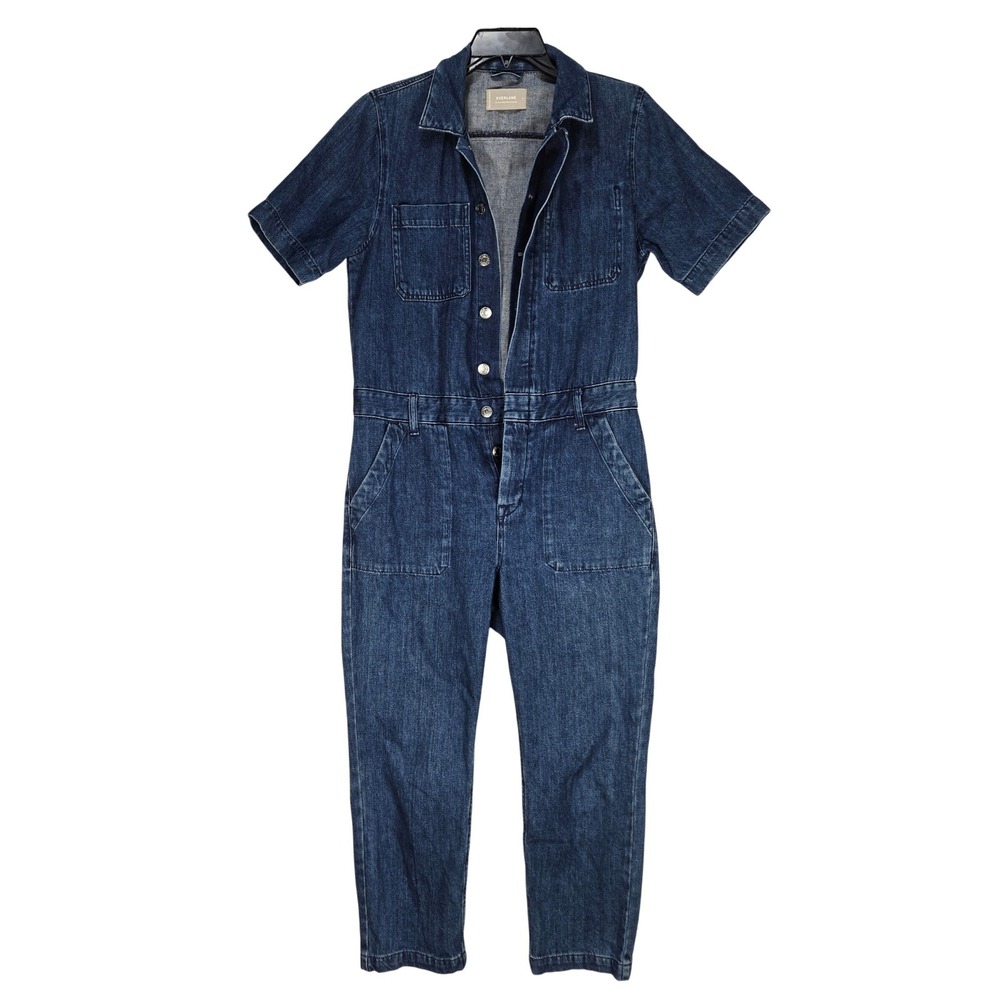 Everlane Coverall Womens 6 Short Sleeve Denim Blue Utility 100% Organic Cotton